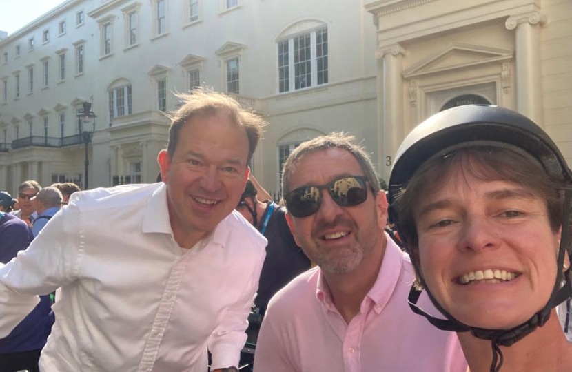 Picture with Jesse Norman and Chris Boardman at Parliamentary bike ride