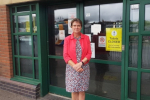 Selaine outside Barnstaple Bus Station