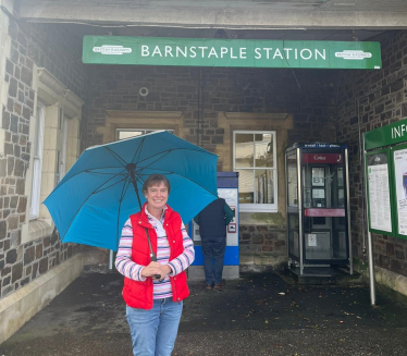 Selaine outside Barnstaple Train Station