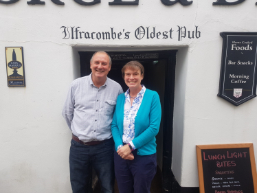 Selaine outside George and Dragon 