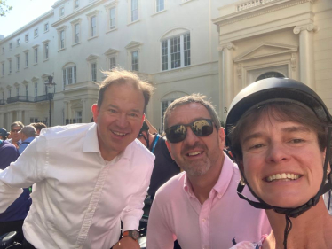 Picture with Jesse Norman and Chris Boardman at Parliamentary bike ride