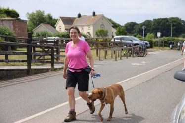 Selaine walking with Henry 